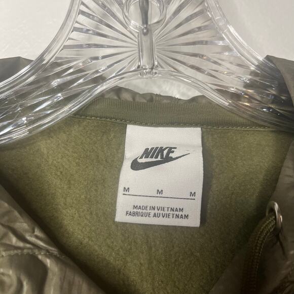 Nike Icon Clash Half Zip Hoodie Olive Green Textured Windbreaker Pullover Sz M - Picture 4 of 10